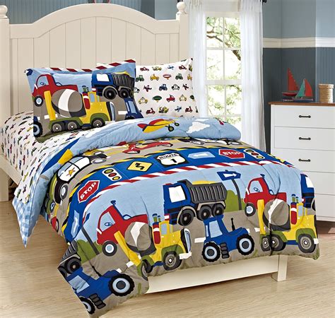 Crib comforter sets for boys. Trucks Tractors Cars Kids Twin Bedding Size Boys 5 Pc ...