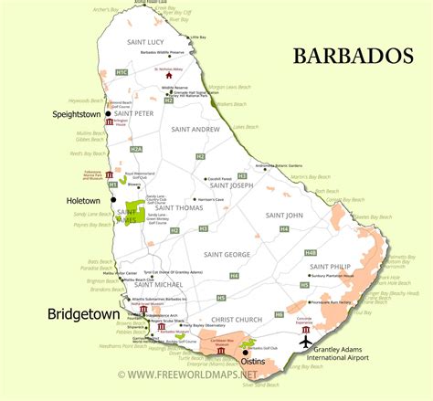 Barbados Map Geographical Features Of Barbados Of The Caribbean