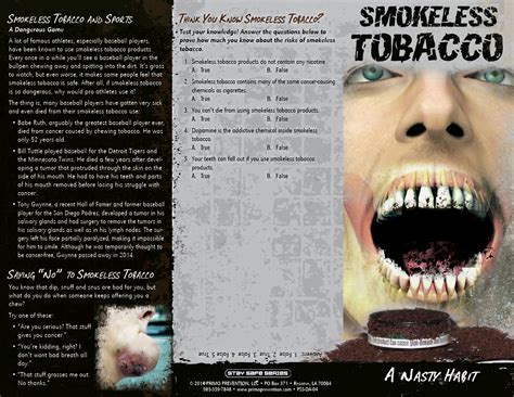 Smokeless Tobacco A Nasty Habit Pamphlet Primo Prevention