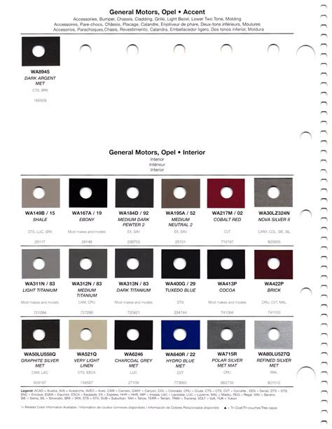 Gm 2011 Paint Charts And Paint Codes