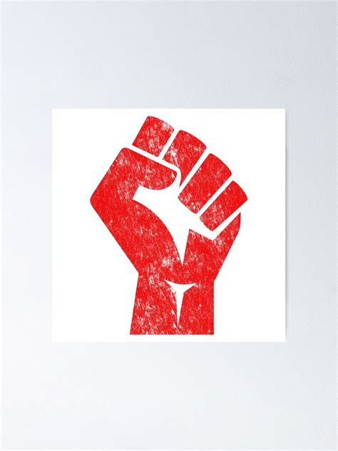 Big Red Raised Fist Salute Of Unity Solidarity Resistance Poster By