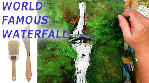 Spectacular Beginner Palette Knife Painting Famous Waterfall And Bridge