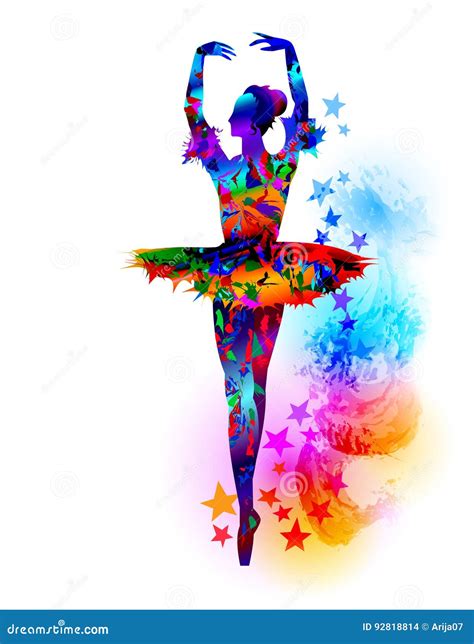 Colorful Ballerina Illustration Stock Vector Illustration Of Dance