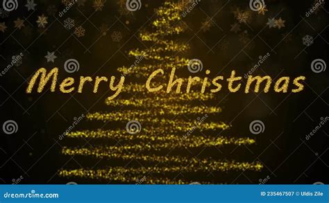 Merry Christmas Greetings With Christmas Tree From Bokeh Snowflake