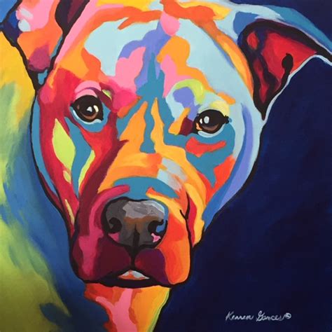 Pitbull Pit Bull Pop Art Dog Print Bright Puppy Dog Art Etsy