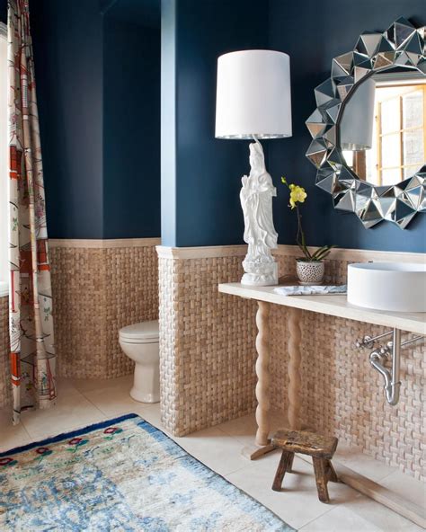 Blue Traditional Bathroom With Woven Tiles | Blue traditional bathrooms, Traditional bathroom, Home