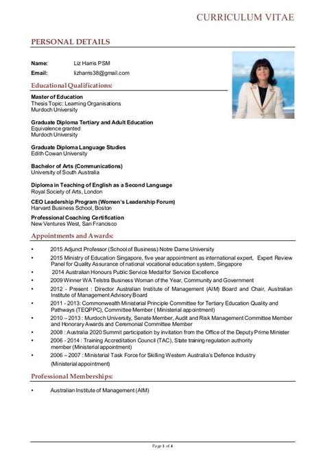 Brief Cv For Liz Harris With Email 2015