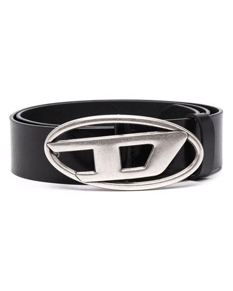 Diesel Logo Lettering Leather Belt In Black Lyst