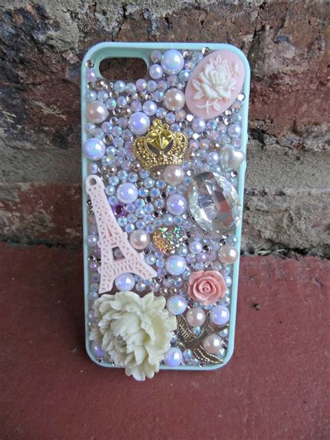 Iphone 5s Princess Decoden Bling Mint Green Phone Etsy Green Phone