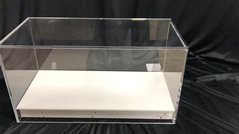 Custom Size Clear Acrylic Showcase Display Box With White Acrylic Base