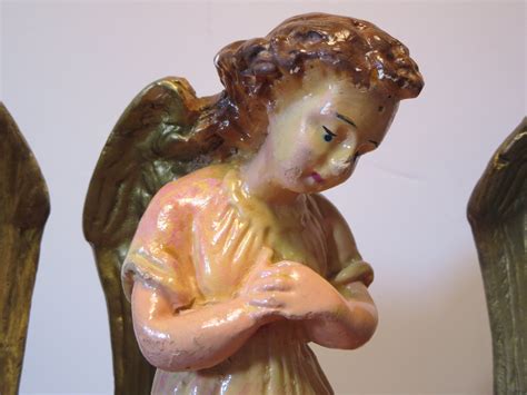 Antique Adoring Angels Angel Plaster Statue Religious Etsy