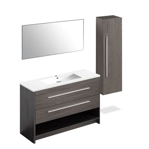 Render bathroom vanity, walnut white by lexmod (47) $335$398. COMBO 48" Grey oak floor vanity set with linen cabinet and ...