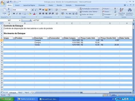 Planilha De Controle De Estoque R 1990 Em Mercado Livre