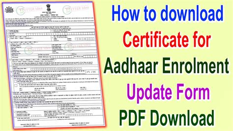 Download Certificate For Aadhaar Enrolmentupdate Form Pdf