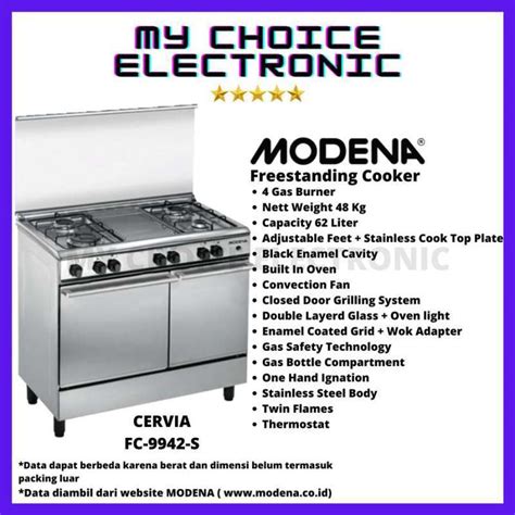 Jual Modena Cervia Fc S Kompor Freestanding Tungku Di Seller Mychoice Elektronik Petojo
