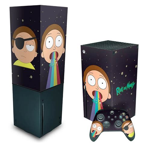 Kit Xbox Series X Skin E Capa Anti Poeira Morty Rick And Morty Pop