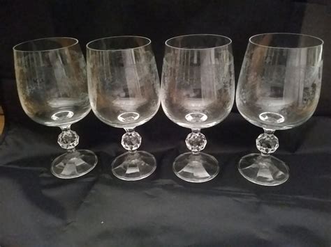 a matching set of 4 crystal ball stemmed goblets in the etsy in 2022 crystals crystal ball