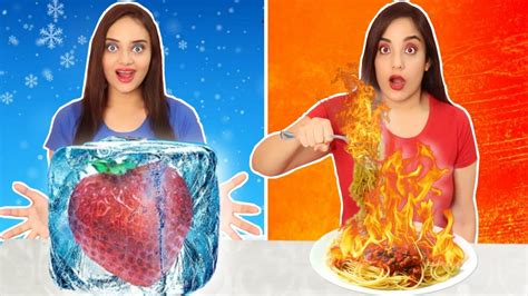 Hot Vs Cold Food Challenge Icy Girl Vs Girl On Fire Food Challenge India Life Shots Youtube