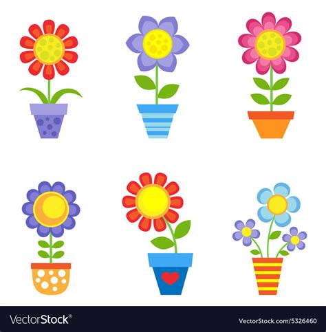 Flowers In Pots Royalty Free Vector Image Vectorstock