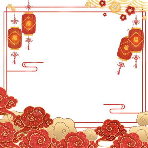 spring festival chinese new year lantern xiangyun cartoon border decoration chinese new year