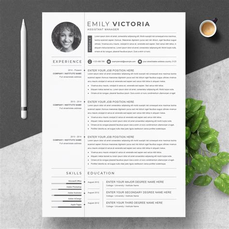 Simple Resumecv Template For Word Resume Templates Creative Market