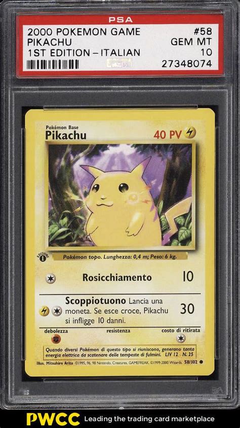 Rookie cards, autographs and more. 2000 Pokemon Italian 1st Edition Pikachu #58 PSA 10 GEM MINT (PWCC) #Pokemon #Cards #collecting ...