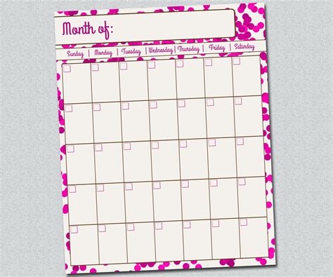Items Similar To Printable Calendar Monthly Planner Diy Month Daily