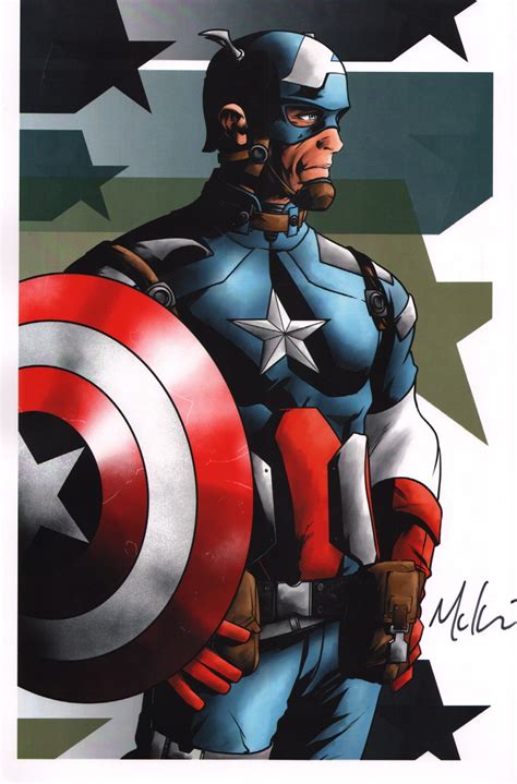 Mike Mckone Signed Marvel Comic Art Print ~ Captain America