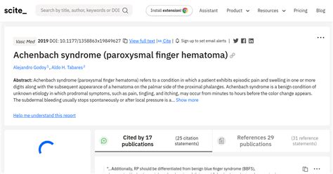 Achenbach Syndrome Paroxysmal Finger Hematoma Scite Report