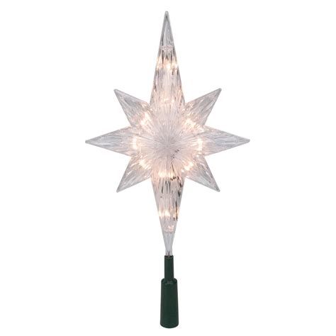 11 Faceted Lighted Star Of Bethlehem Christmas Tree Topper Clear