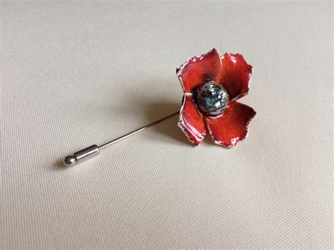 red poppy pin flower brooch handmade ceramic poppy lapel etsy uk