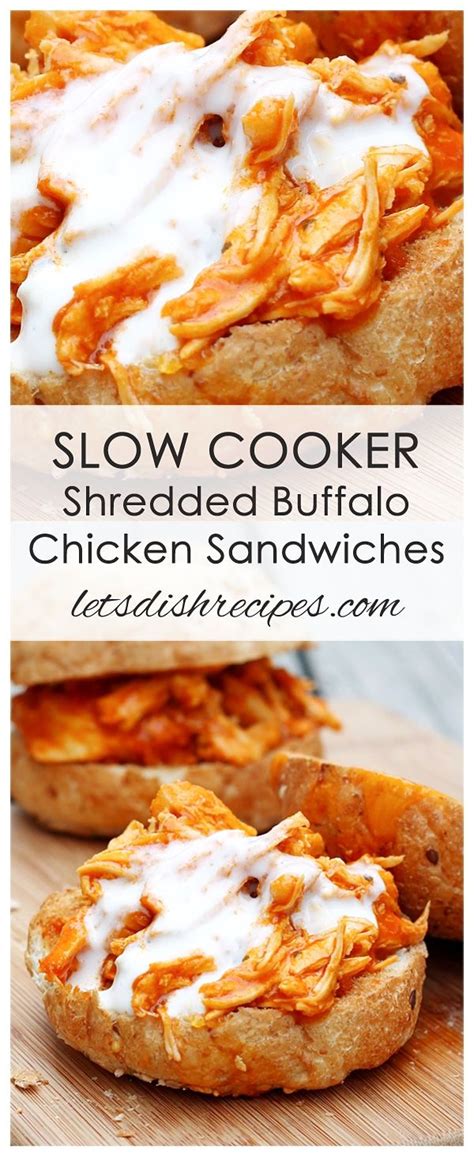 Shredded Buffalo Chicken Sandwiches Slow Cooker Recipe