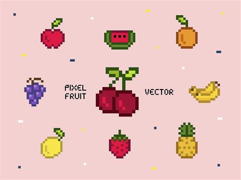 Collection Of Mixed Pixelated Fruits Free Vector Rawpixel