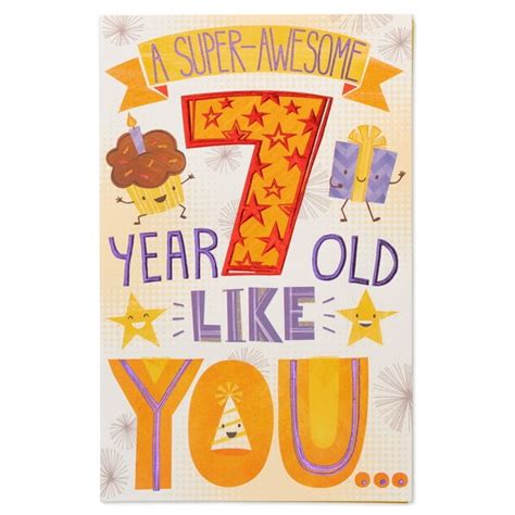 American Greetings Super Awesome 7th Birthday Card With Glitter