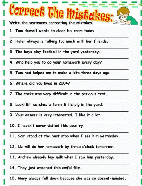 10 Find The Grammar Mistakes Worksheets Coo Worksheets