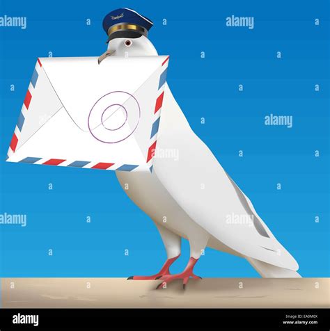 White Carrier Pigeon With Pilot Cap And Letter Stock Vector Image And Art