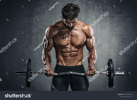 Handsome Muscular Men Lifting Weights Stock Photo 1570029529 Shutterstock