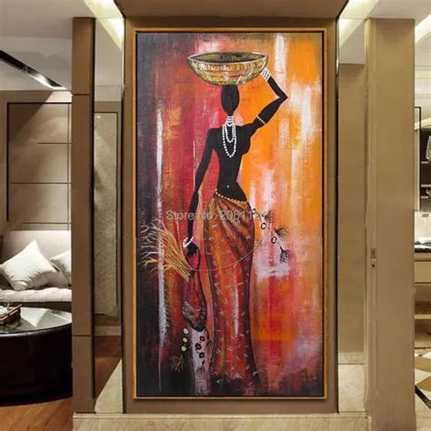 Hand Painted Figure Oil Painting African Woman Canvas Art Classical