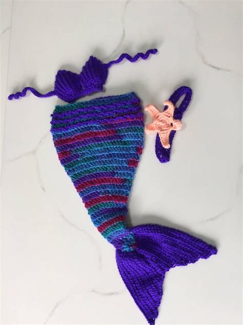 Newborn Mermaid Tail 3 Pc Set Mermaid Photo Prop Mermaid