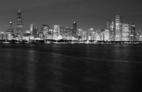 Chicago Night Skyline In Black And White Photograph By Twenty Two North