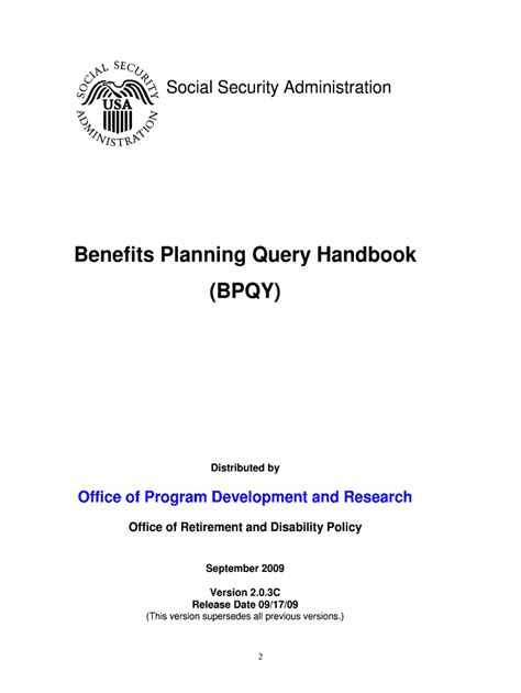 Ssa Benefits Planning Query Handbook Bpqy 2009 2021 Fill And Sign