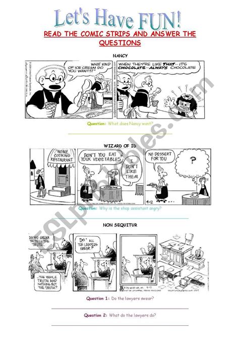 Fun With Comic Strips Esl Worksheet By Meltemmeltem