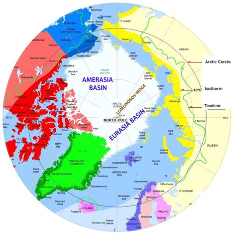3 Arctic Geographical Map The Area Inside The Arctic Circle Is