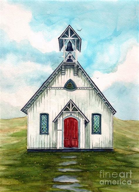 Once Upon A Sunday Country Church Painting By Janine Riley