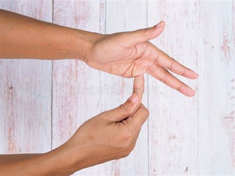 Finger Pain And Numbness In The Ring Finger Or Joint Pain Stock Image