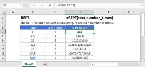 Excel Rept Function Repeats Text A Number Of Times