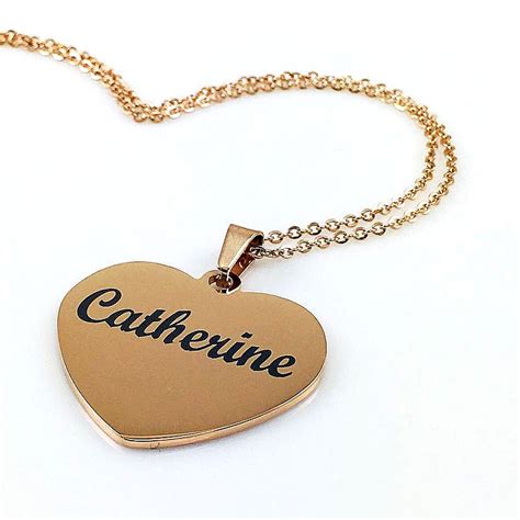 Complete your everyday look with pieces of modern yet timeless appeal. Rose Gold Tone Personalized Laser Engraved Heart Shaped Name Plate Necklace Pendant #1014