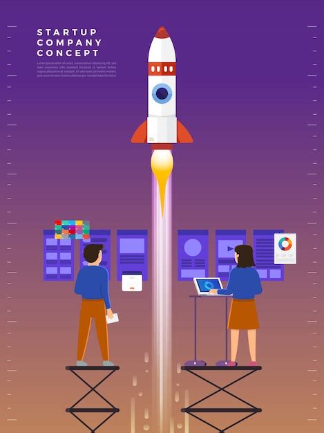 Premium Vector Businessman Launches Rocket Into The Sky Employee