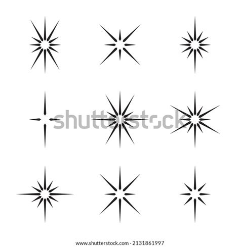 Set Vector Stars Sparkle Icon Bright Stock Vector Royalty Free