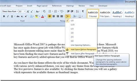 We did not find results for: How To Quickly Add Space Before Paragraph In Word 2010